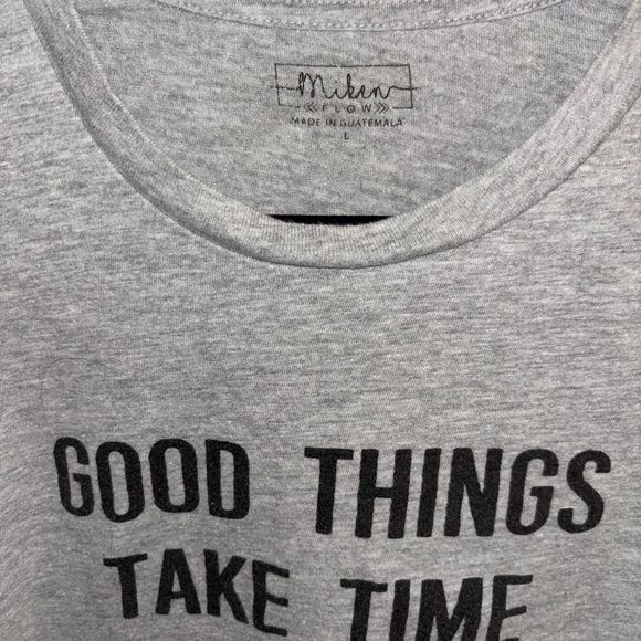 Miken Gray Slightly Cropped Motivational Tee - Picture 2 of 2